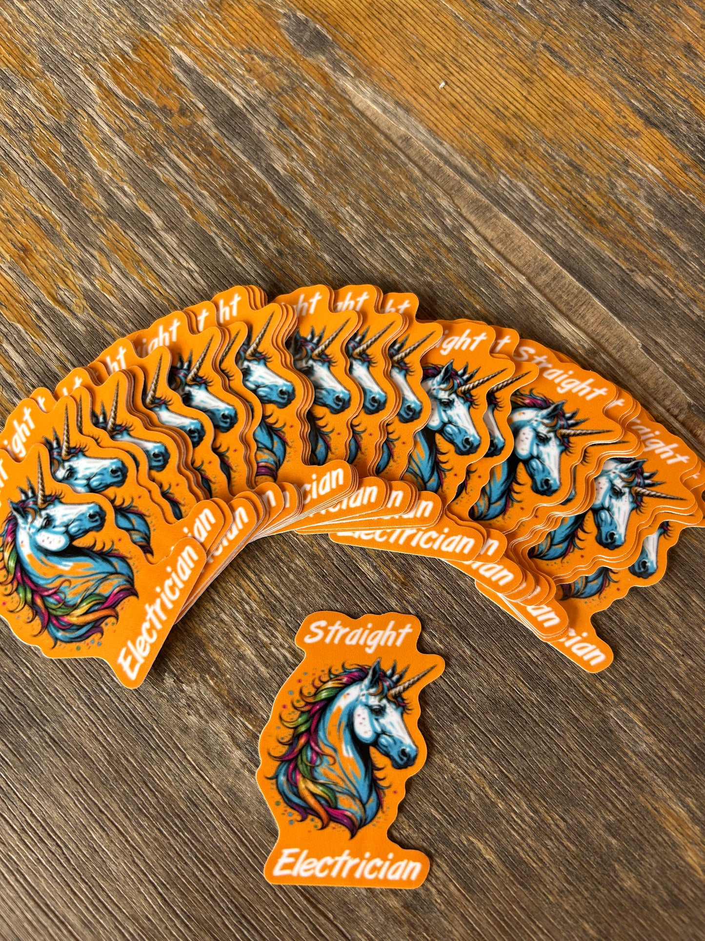 Straight electrician hard hat sticker (6 pack)